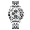 Men Chronograph Watches Stainless Steel Analog Quartz Wrist Watch Waterproof Luminous Date Business Dress Watch for Men