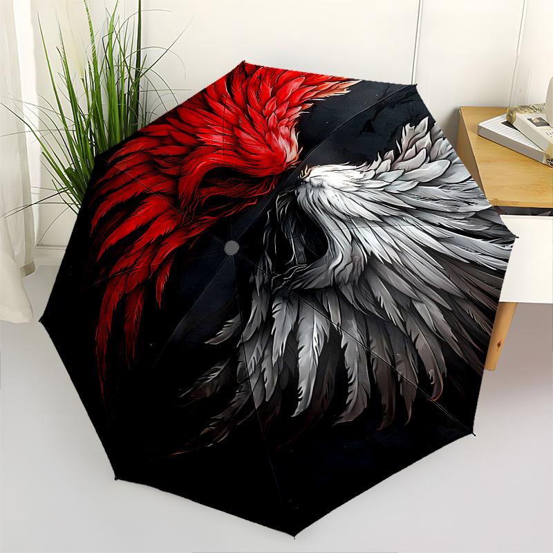 Angel Wings Theme 8 Bone Hand Automatic Folding Umbrella, Compact and Portable Design, A Perfect Gift for Birthday, Christmas or Business Us