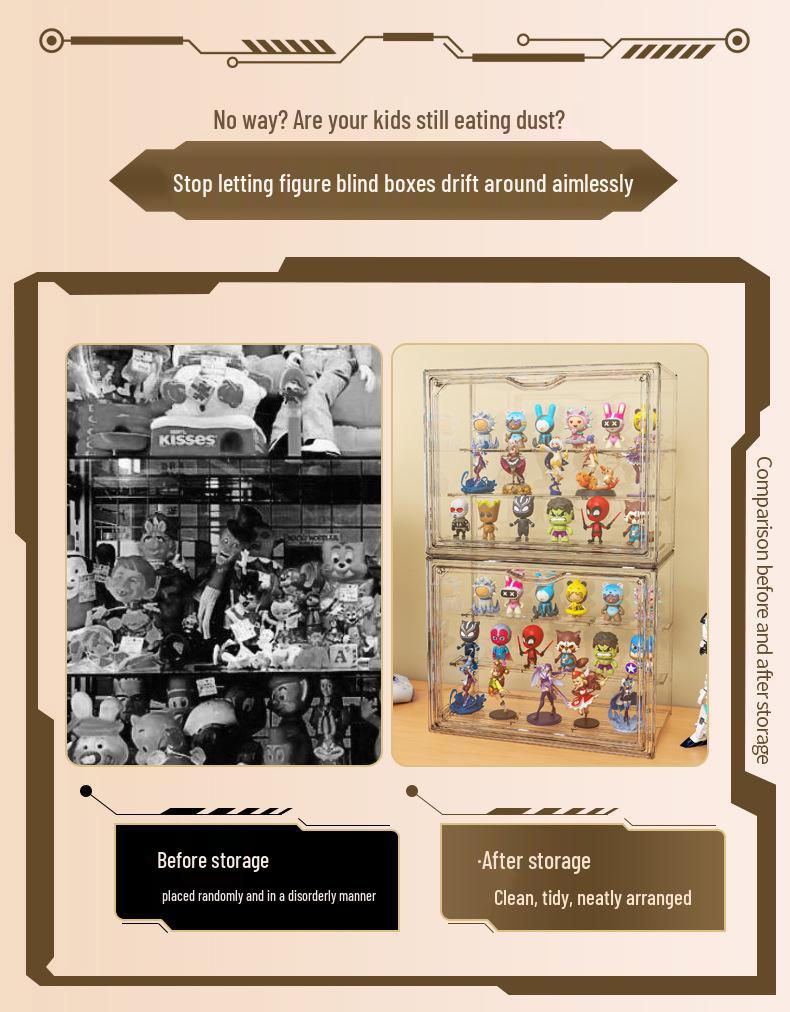 Pop Mart Transparent Acrylic Display Stand: Dustproof Magnetic Storage Box for Figures