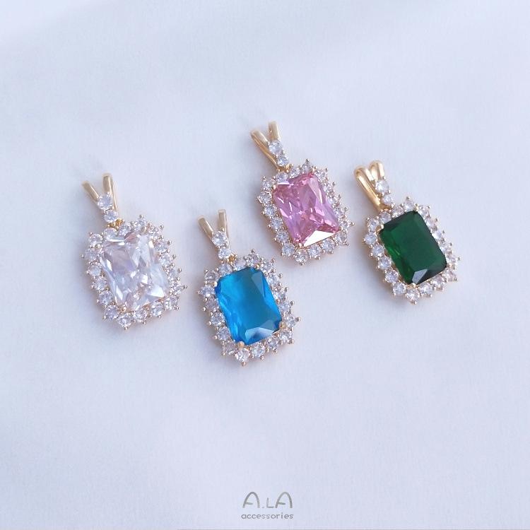 14K Ozeanherz Kristall & Zirkon Pfirsichherz Halskette Anhänger