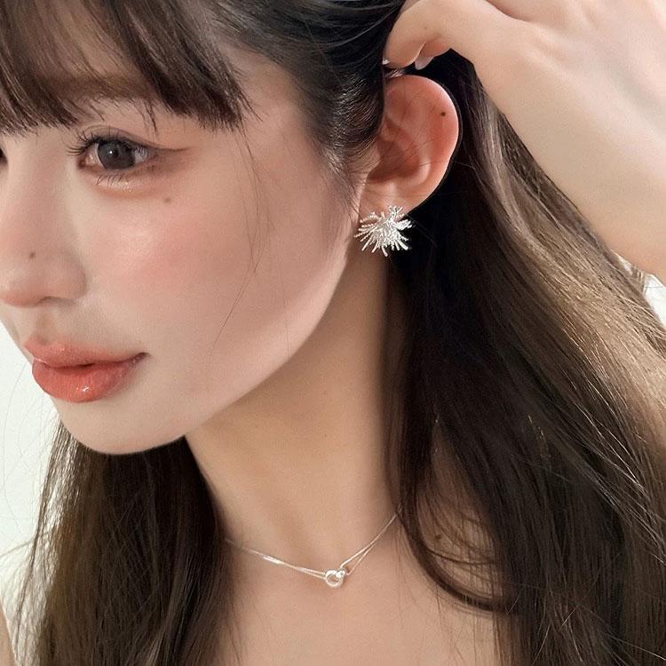 925 Silver Vintage Square Earrings For Women Trendy Firework Earring Jewelry Prevent Allergy Party Accessories Gift