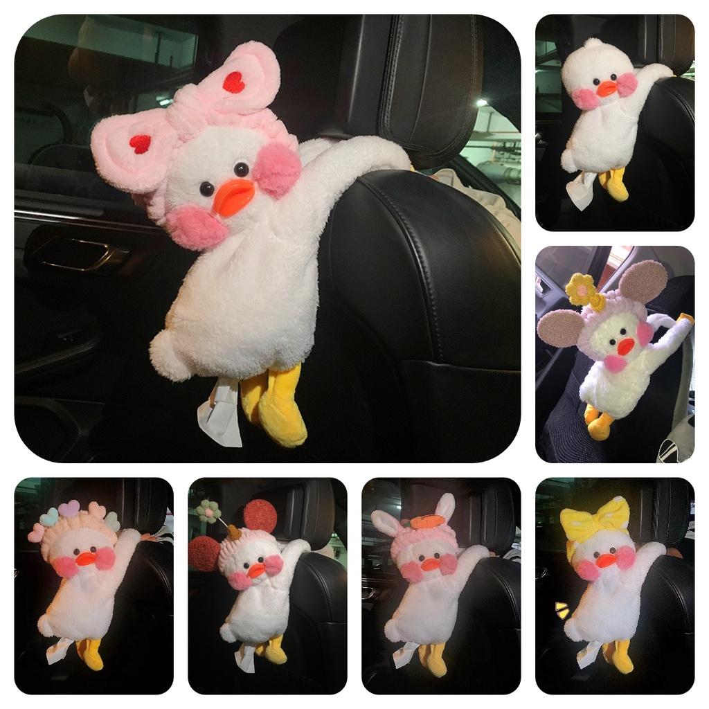 Creative And Adorable Car Paper Towel Holder Plush Material Approx. 48*19cm Green Flower Duck