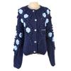 French Chic Age-Defying 3D Floral Chunky Knit Cardigan – Autumn/Winter Sweater Coat