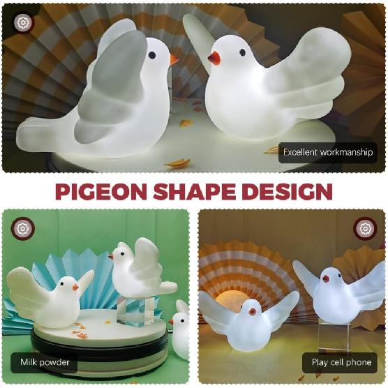 

Cartoon Animal Night Light Cute Animal Night Light Dove Night Light Pigeon Statue Light Dove Figurine Desktop Ornament for Room Nursery Decor Room
