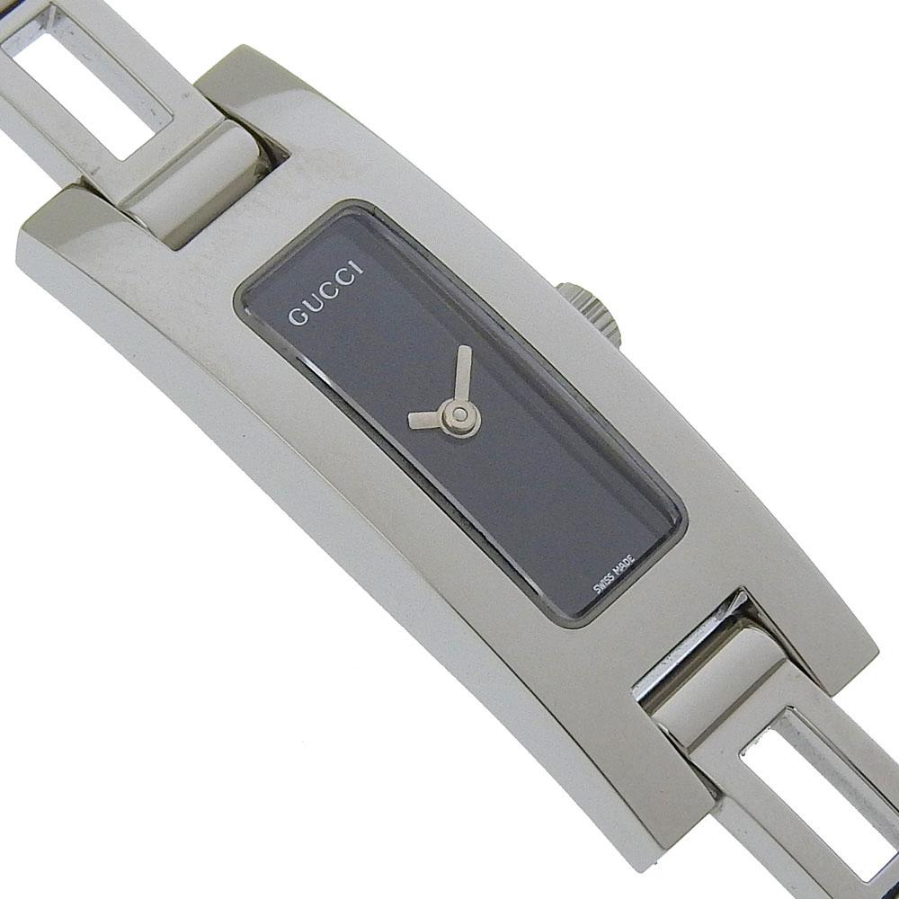 Gucci Armbanduhren 3900L schwarzes Zifferblatt Edelstahl Quarz Analoganzeige Damen Gebraucht
