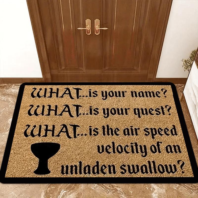 Monty Python Holy Grail Quote Welcome Doormat 2D Flat Print Non-Slip Floor Mat for Front Door Entryway Bedroom Bathroom Decor
