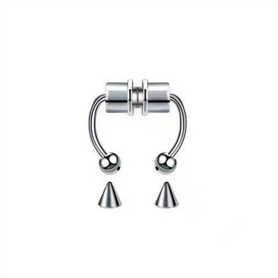 Stainless Steel Magnetic Nose Ring - Non-Piercing Hoop & Stud Clip Jewelry