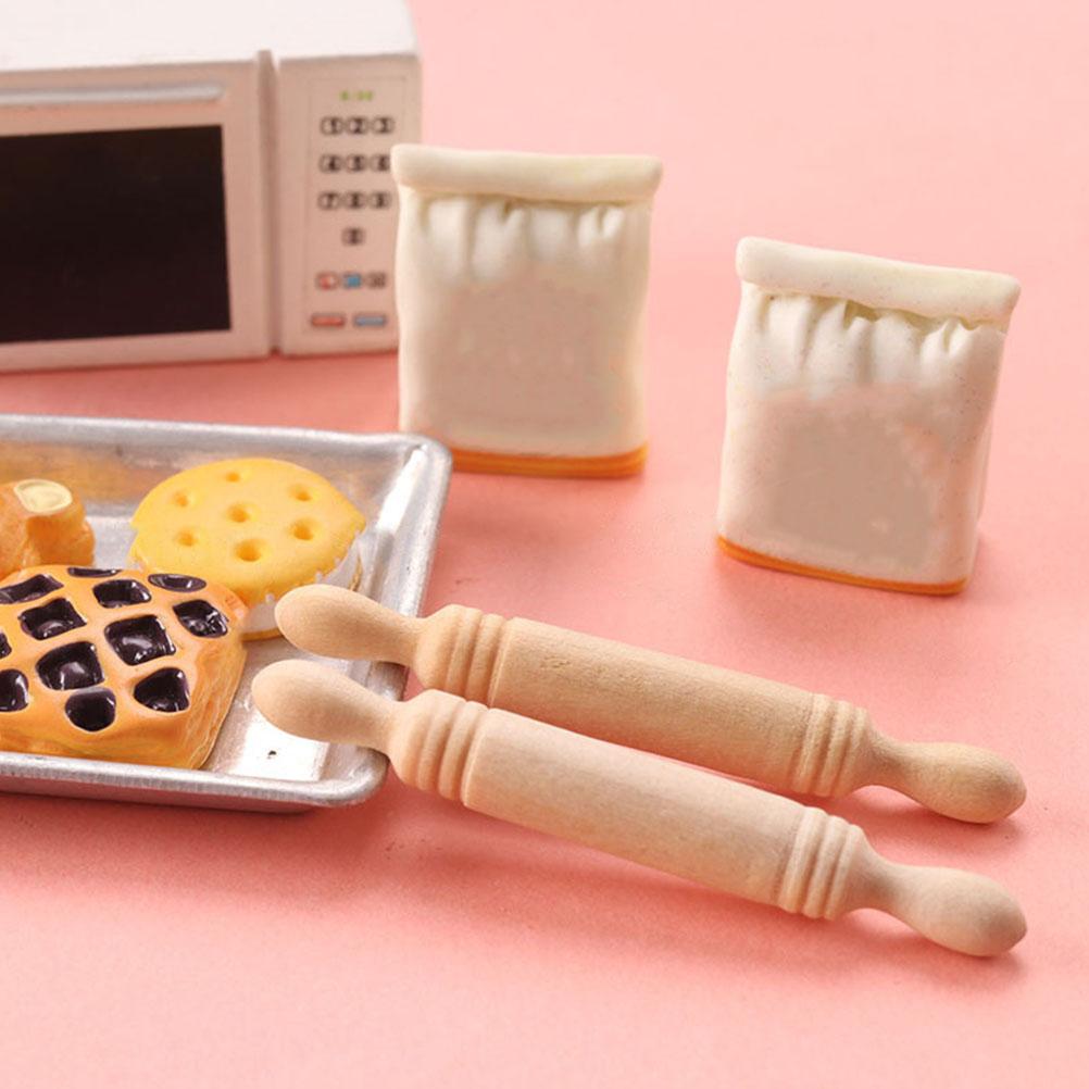 30 Stück Mini Holz Nudelholz Kinder Rollenspielzeug Miniatur Raumdeko Holzhaus Dekoratives Accessoire