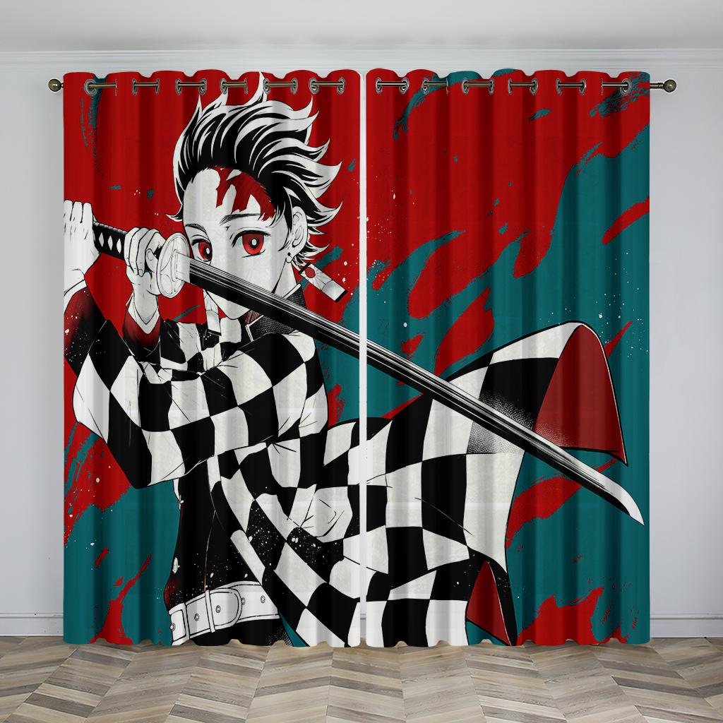 Japanese Cartoon Style Anime Series Shade Window Drapes 2 Panelss Children Loved Room Bedroom Space Living Space Window Ornamental Window Drapes