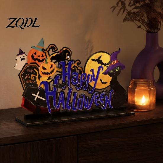 Halloween Party Supplies for Bars Tabletop Decor Signs, Pumpkin Ghost Gnome Wood Centerpiece Blocks, Spooky Goblins Ghosts Table Tiered Tray Ornaments