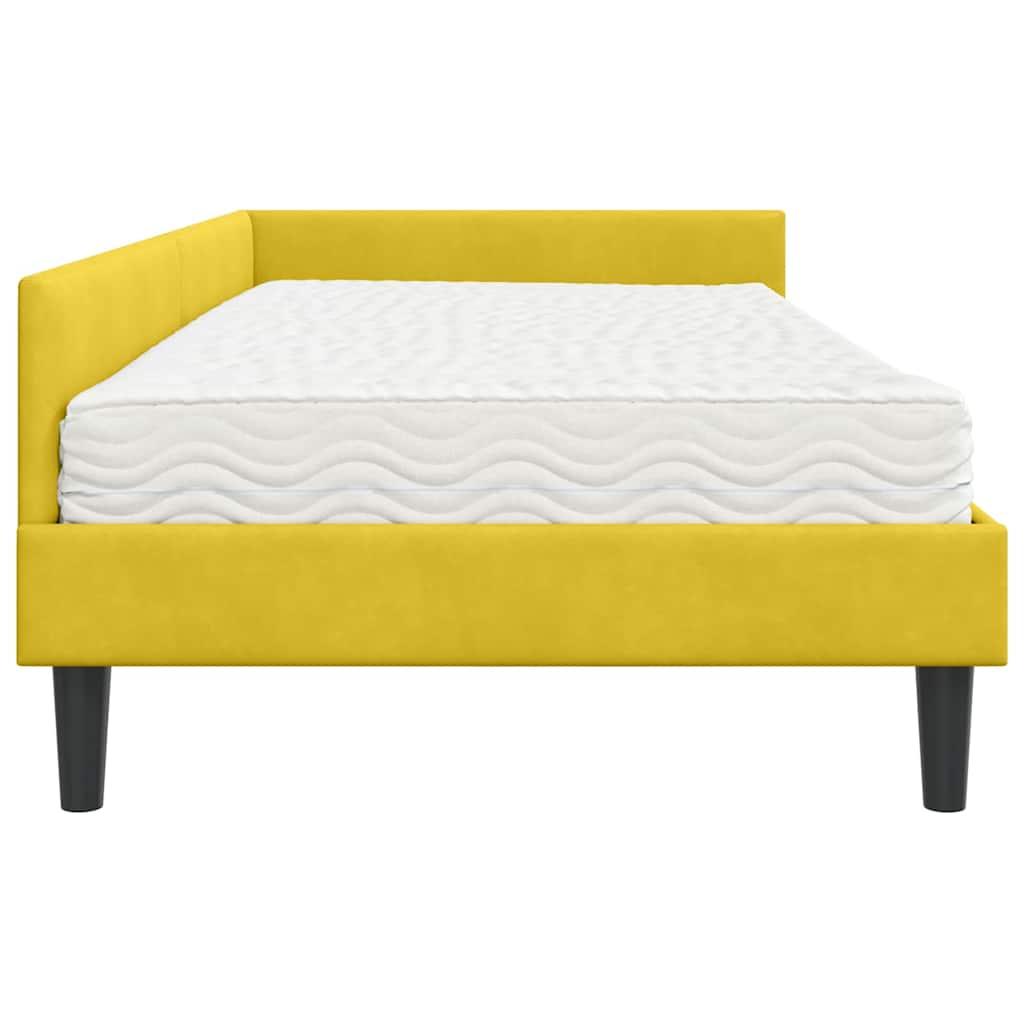 Corner Bed Frame with Mattress Miscellaneous 2 Pcs Yellow Velvet