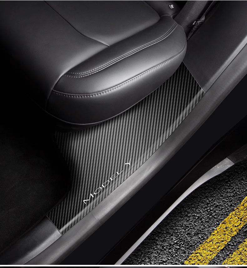 Tesla Model Y Carbonfaser Sitz-Trittschutz für vorne und hinten