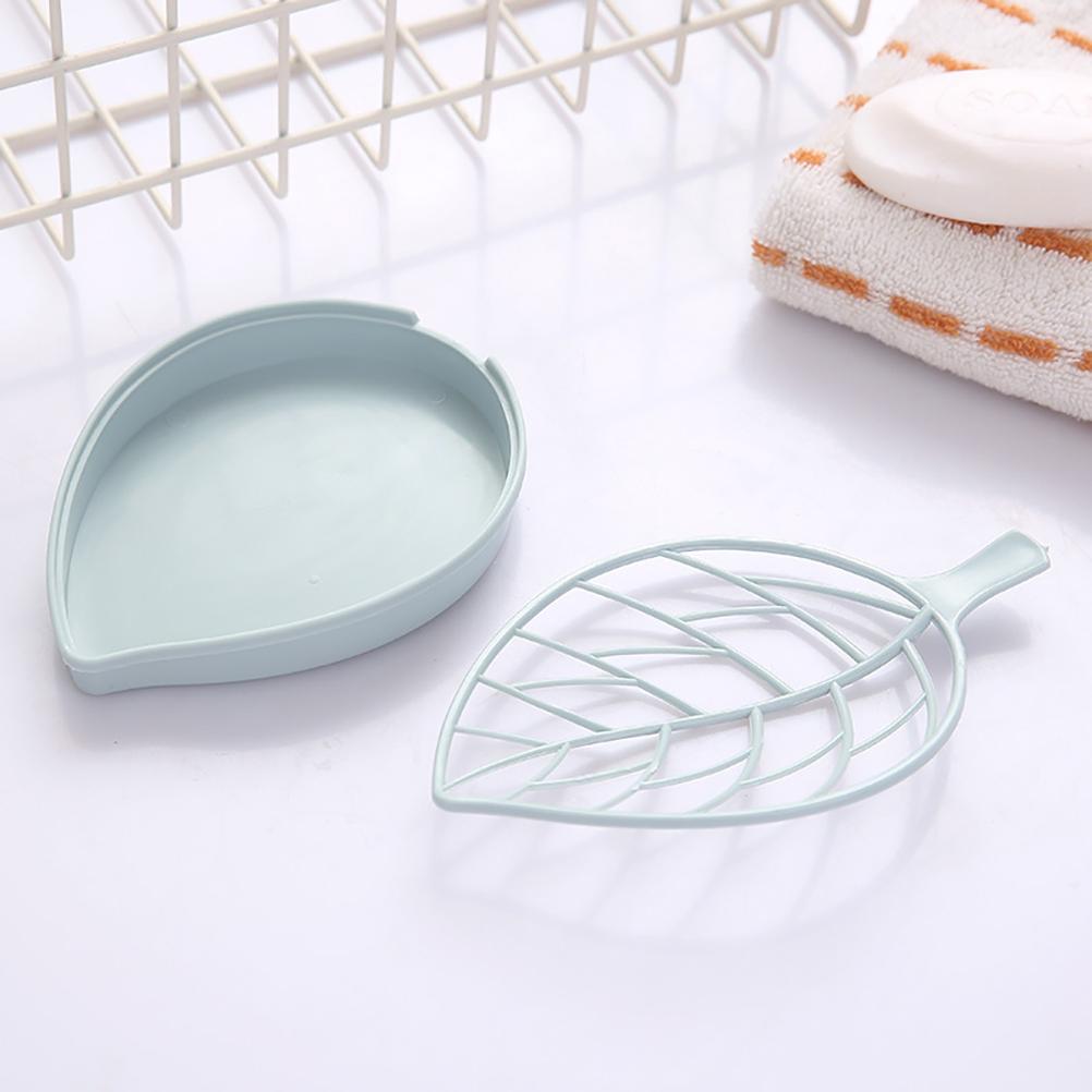 Leaf Shape Soap Box Double Layer Drain Soap Dish Plastic Soap Holder