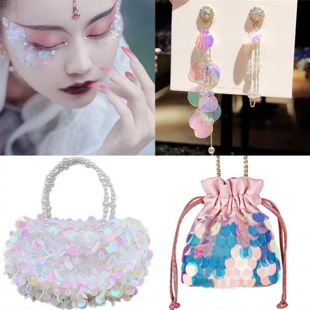 Plastic Mermaid Flake Glitter Auroral Coloration Shell Sequins DIY Tools Glitter Powder  Makeup