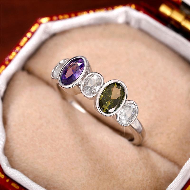 1Pc Fashionable and Fashionable Color Ring, Fashionable and Colorful Synthetic Zircon Ring.