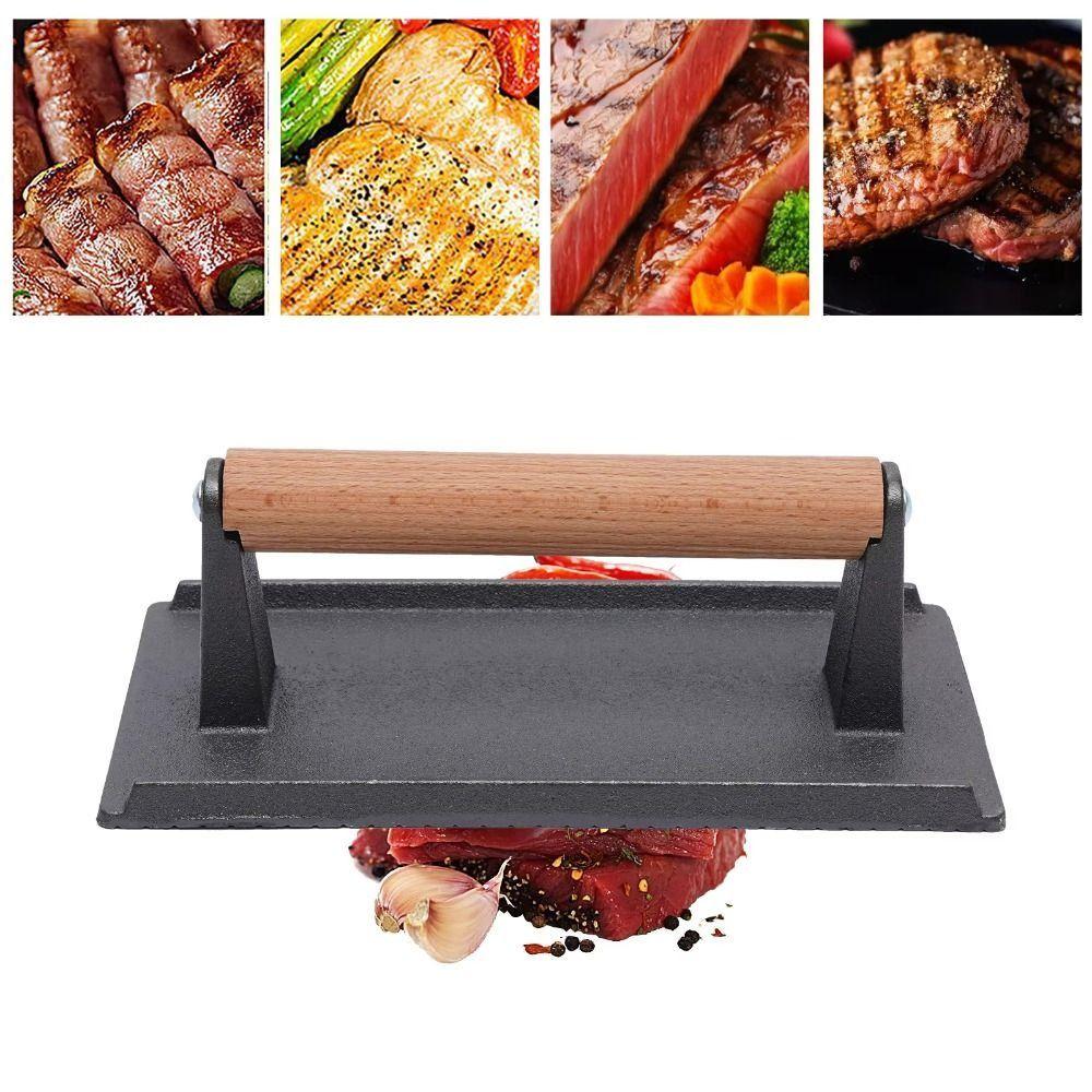 Flat Top Steak Burger Press Heavy-Duty Grill Hamburger Grinder Meat Press Board  Kitchen Gadgets