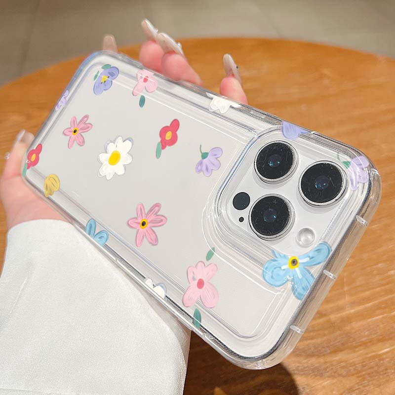 Floral Flower Print Clear Phone Case For Samsung Galaxy S25 Ultra S24 S23 S22 Plus S21 FE A55 A35 A15 A34 A54 A33 A53 A52 Cover