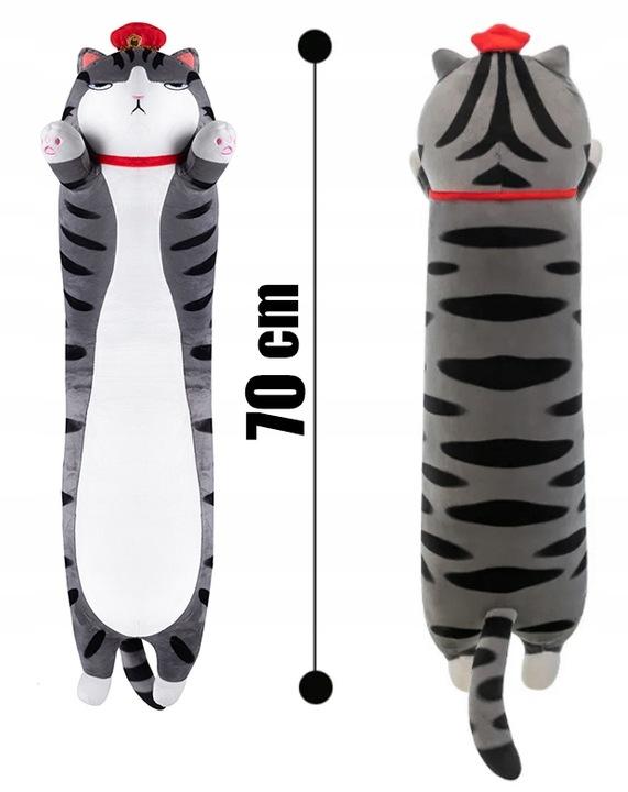 Miś Maskotka Poduszka Długi Pluszowy Angry Kot 70Cm Xxl Miękka Przytulanka