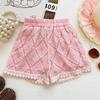 Girls' Pink Lace Hollow Top & Shorts Set - Summer Sunflower Sleeveless Vest & Shorts 2-Piece Set