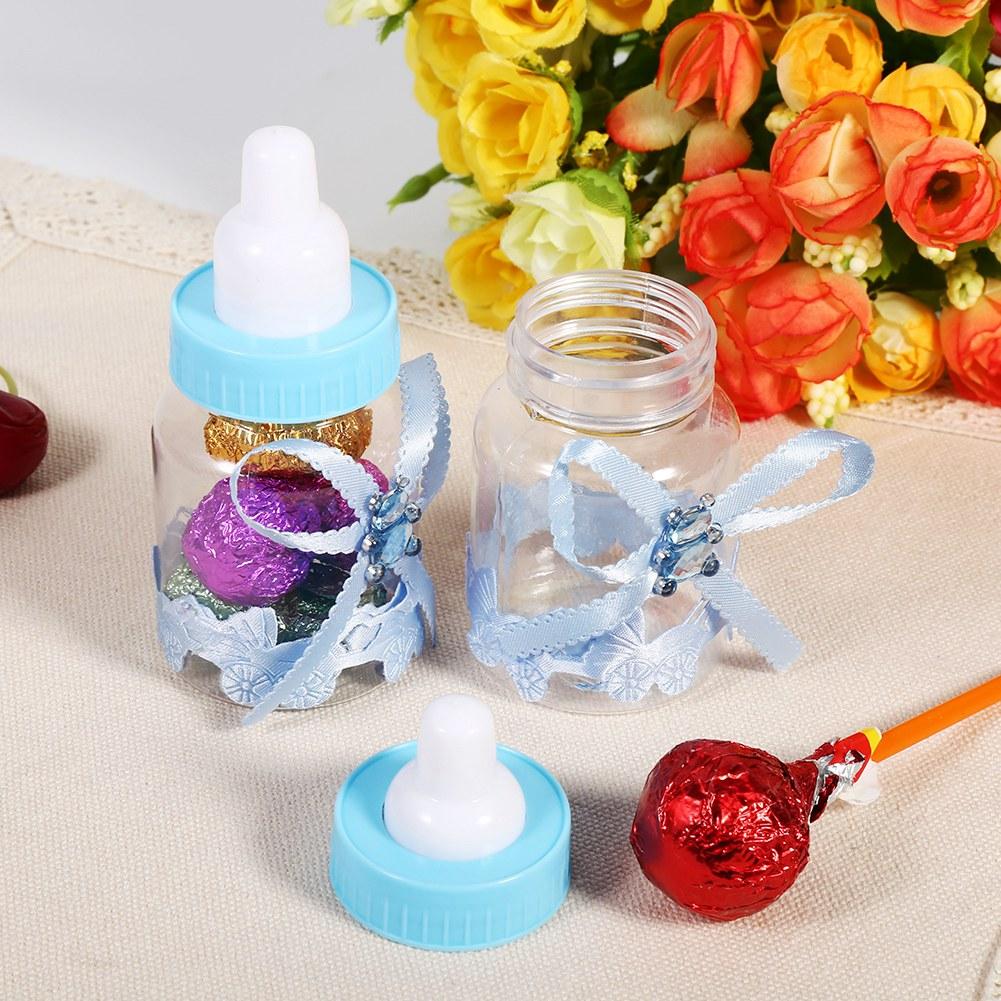 50Pcs Candy Chocolate Bottles Box For Baby Shower Party Favors Gifts Decorations (Blue)