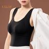 Winter Women Thermal Vest with Chest Pads Seamless Velvet Fast Temperature Lock Heating Slim Fit Elastic Sleeveless Inner Wear Bottoming Tank Top