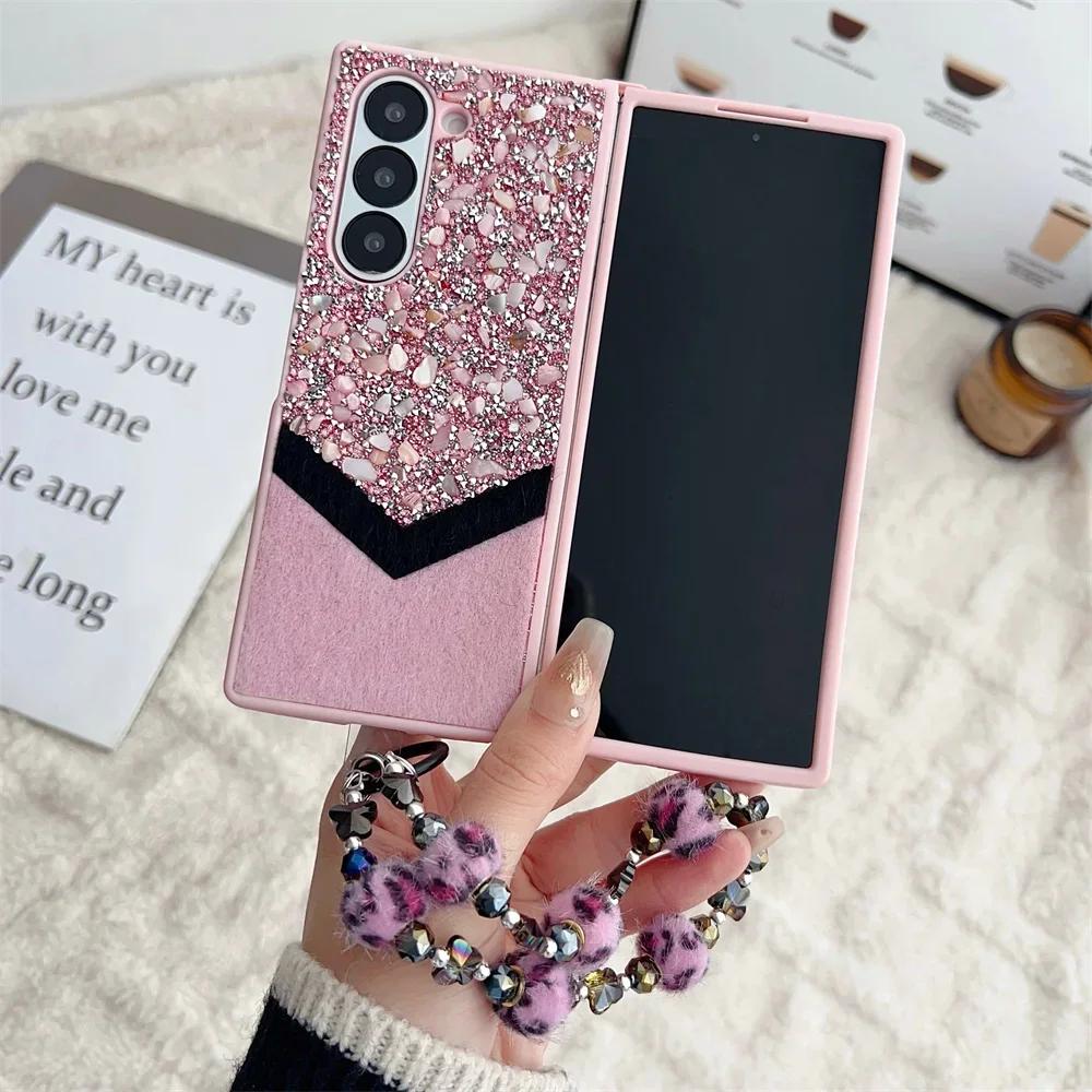 Wrist Strap Phone Case for Samsung Galaxy Z Fold 6 5 4 Fold6 Fold5 Fold4 Fold3 5G Plastic Hard Shell Protective Cover