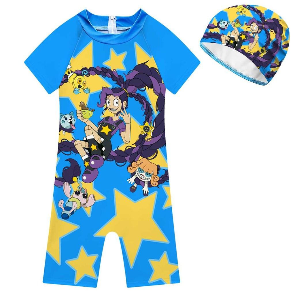 20904 Kids Girls Lily Lovebraids Cartoon Print Swimming Suits 100cm синий
