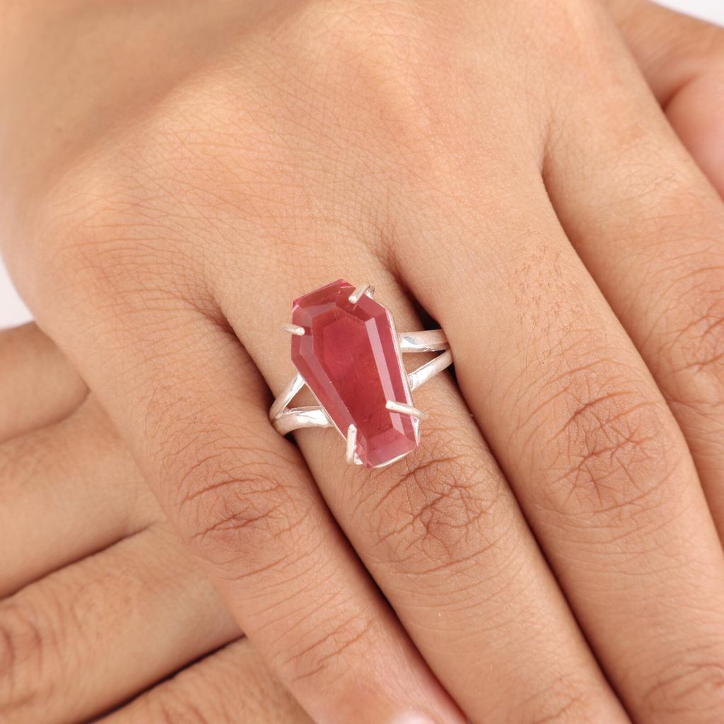 Pink Tourmaline Gemstone 925 Sterling Silver Jewelry Handmade Ring Gift For Her RR-40-2