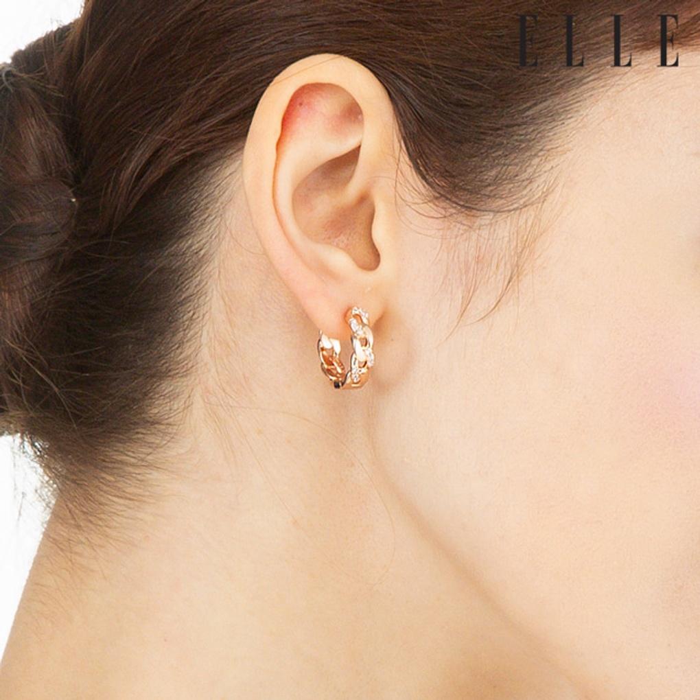 14K Half Cubic One-Touch Earrings (Gold Pin) ELGPEE370