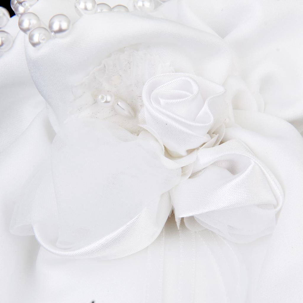 /White Satin Bride Bag Bridesmaid Wedding Party Flower Girl Handbag