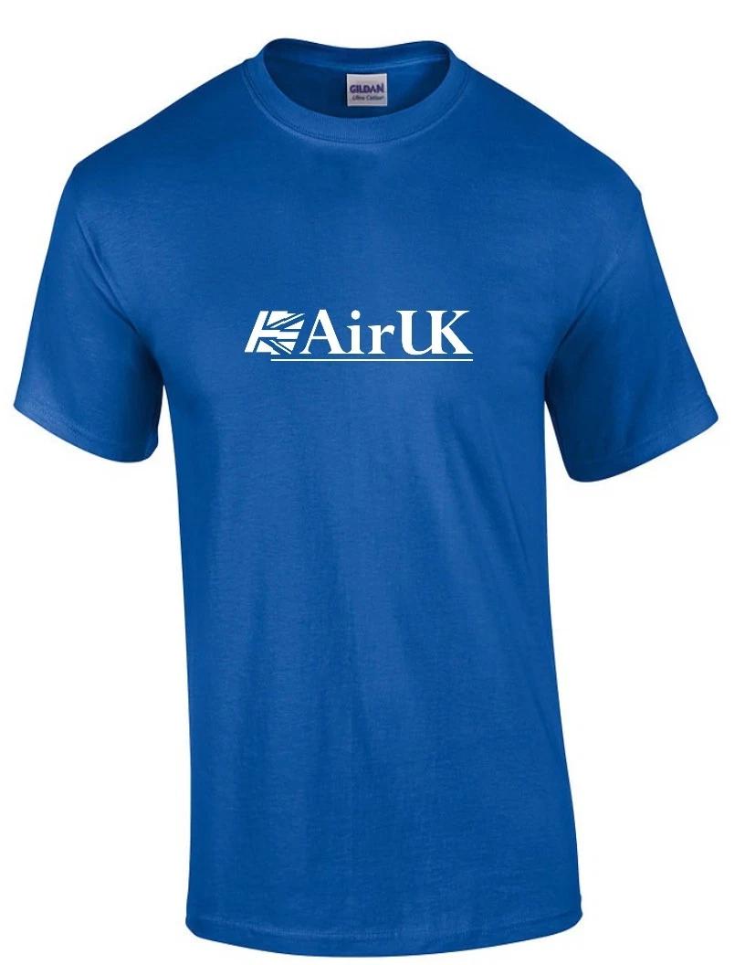 Air UK White Retro Logo British Airline Royal Blue Cotton T-Shirt XL