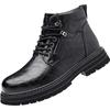 Winter Plush Men Leather Fashion Boots Men Waterproof Lace Up Short Ankle Boots Men Outdoor Platform High Top Motorcycle Boots