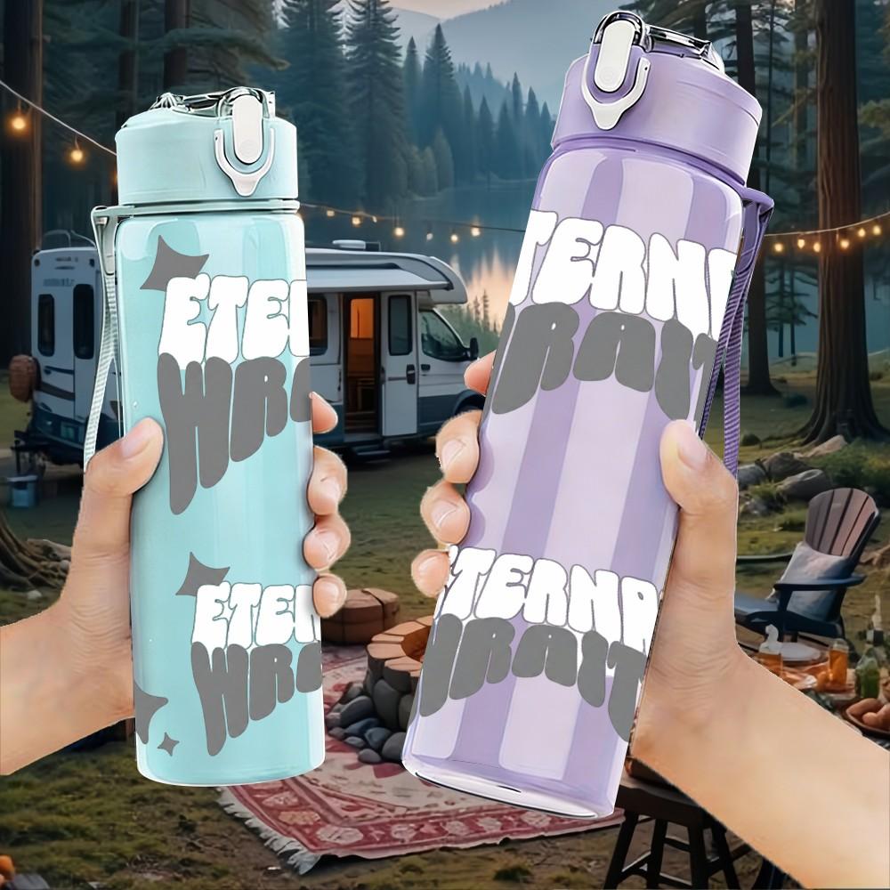 1PC Grunge Broken Star Slogan Art Print 750ml Color Plastic Sports Water Bottle Leakproof Flip Straw Lid Suitable for Sports Office Home Use