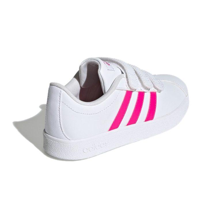 Adidas VL COURT 2.0 Cmf Synthetic Leather Abrasion Resistant Low top Skateboard Shoes White Pink EG3880