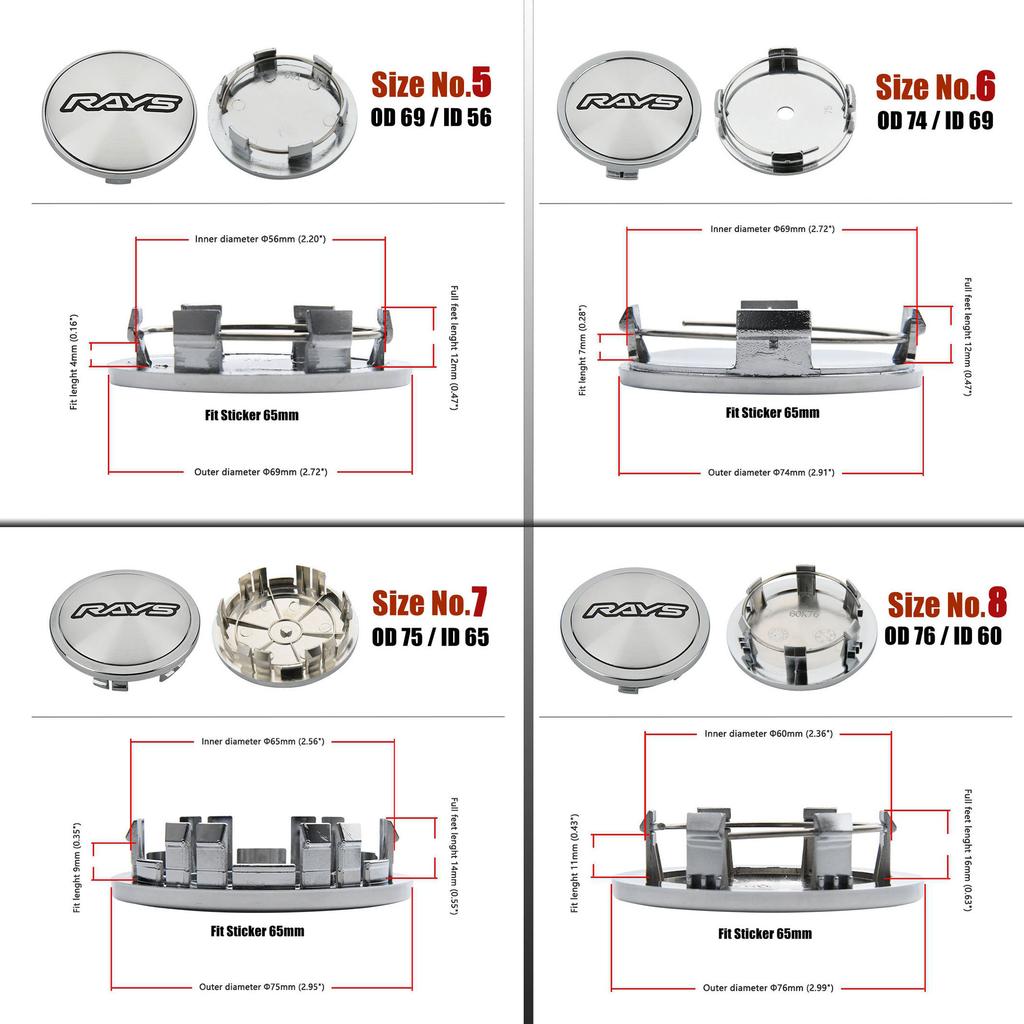 Wheel Center Cap 61mm VOLK RAYS Emblem 65mm 68mm Wheel Cover Hub Cap 69mm 74mm 75mm 76mm Car Rim Tire Accessories