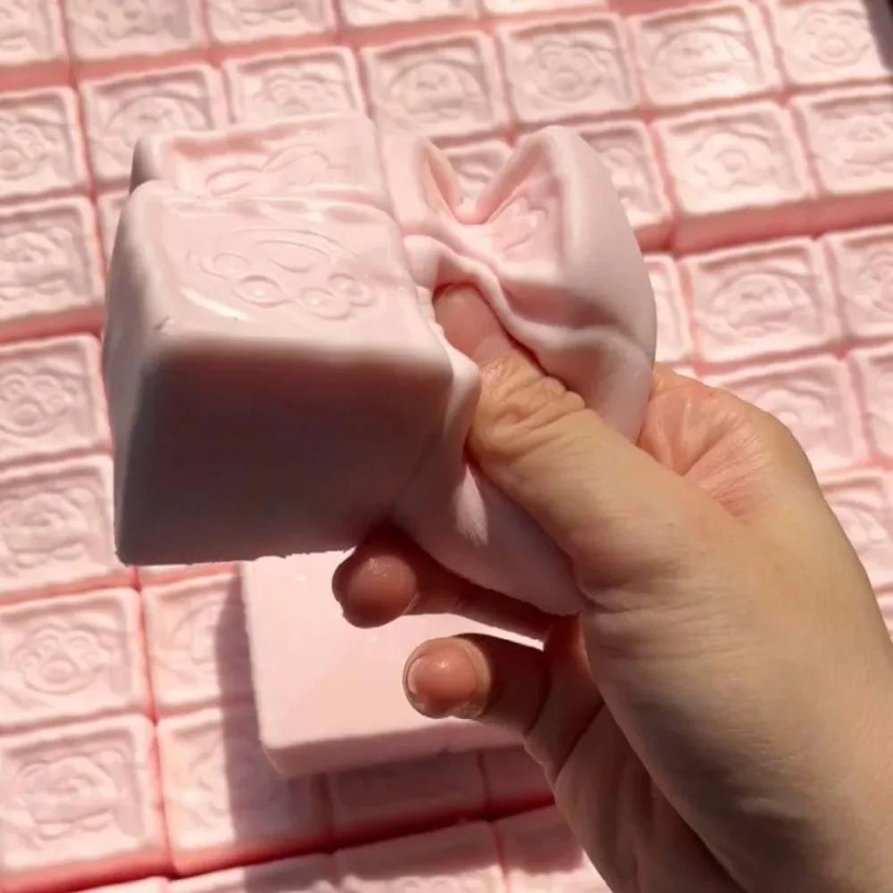 Squishy Strawberry Chocolate Milk Cube Cake Bread Squeeze Toy Soft Stress Relief Slow Rising Sensory Fidget Toys for Kids Adults