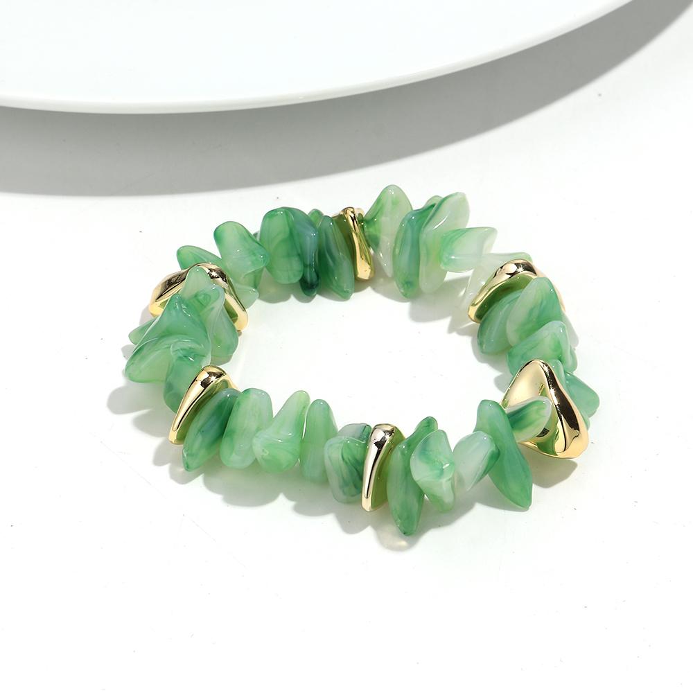 Acrylic Irregular Imitation Crushed Stone Beaded Bracelet for Women Boho Multicolored Strechy Bracelets Vacation Jewelry Gifts