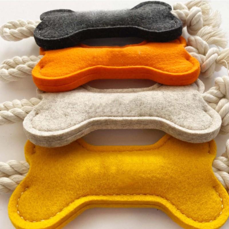 Durable Felt Bone Rope Dog Toy, Interactive Tug-of-War Pet Chew Toy for Puppy, Teething Toy for Small Medium Dogs