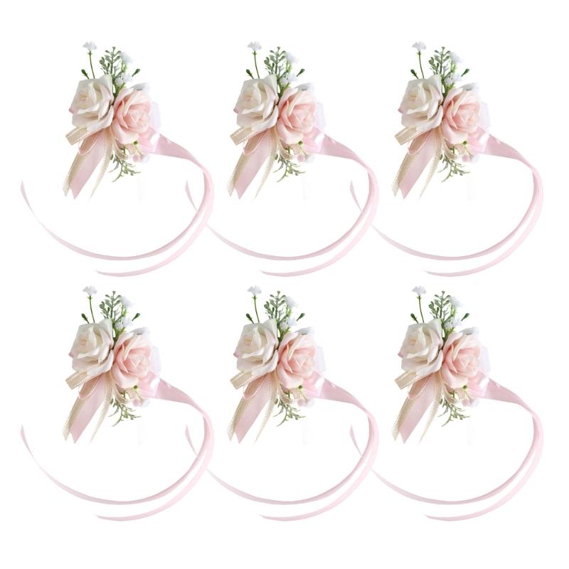

6 штук Цветы на запястье Свадебные Цветы для одежды Цветочные украшения для вечеринок Украшения для одежды Идеально для подружек невесты и шаферов