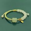 Bracelet en Jade Naturel Hetian Fait Main Avec Motif Lion Perles Blanches 8mm Design Tissé Cadeau Femme