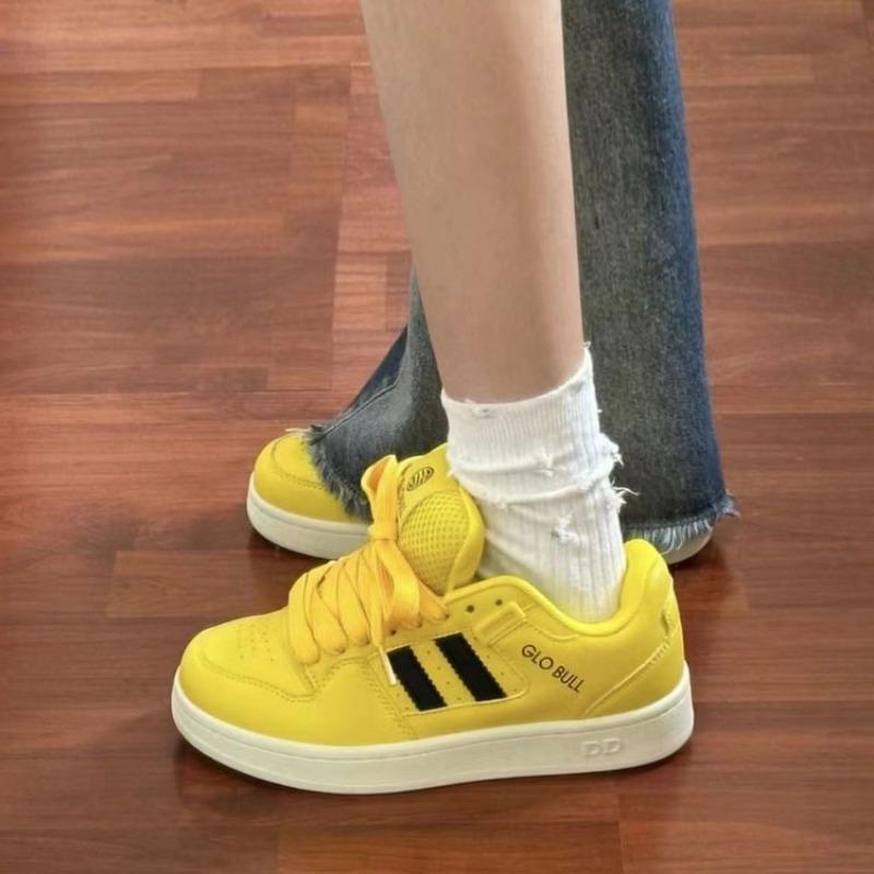 

Модный темперамент, обувь-хлебцы, нишевый дизайн, кеды, осень, новая студенческая, универсальная, повседневная белая обувь 40 жёлтый