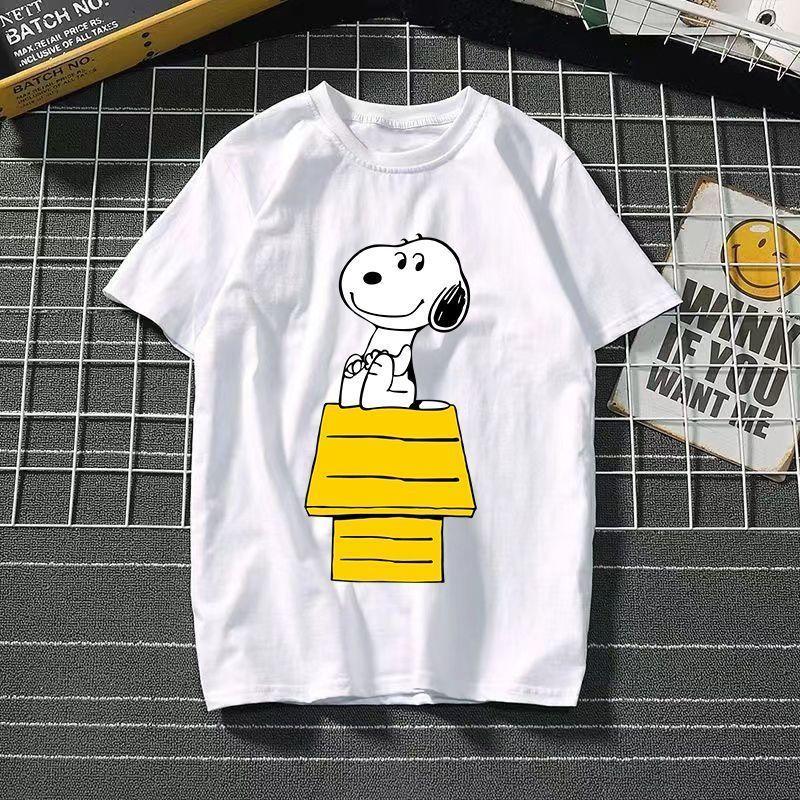 Funny Summer Fashion Snoopy Cartoon Printed Men's and Women's T-Shirts High Quality Cotton Casual Sports Short Sleeves Tops
