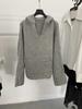 Leisurely Solid Color V-Neck Hooded Oversized Sweater with Kangaroo Pocket
