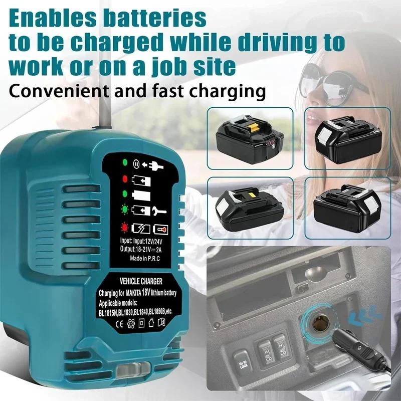 Mini Compact Car Charger For Makita For Milwaukee For Dewalt 18V Lithium Ion Battery Car Charger Cigarette Lighter Plug Charger