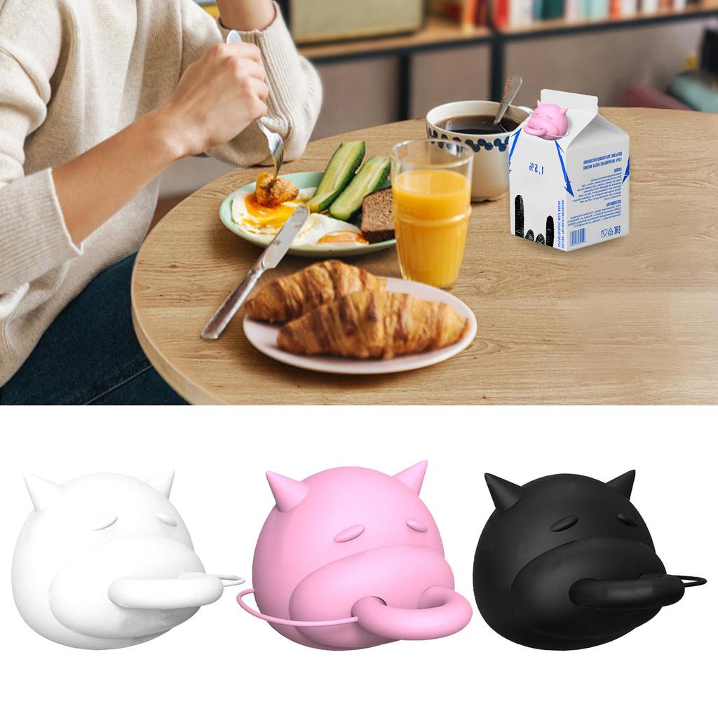 Dustproof Silicone Bottle Protector Cow-Shaped Leak-Proof Silicone 3D Printing Cover Milk BoxProtector For Camping Hiking Picnic