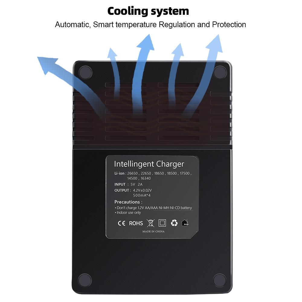 PALO 3,7 V 18650 Ladegerät 16340 14500 18500 Lithium-Ionen-Akku-Ladegerät USB-Smart-Ladegerät für 18650 Akku-Ladegerät