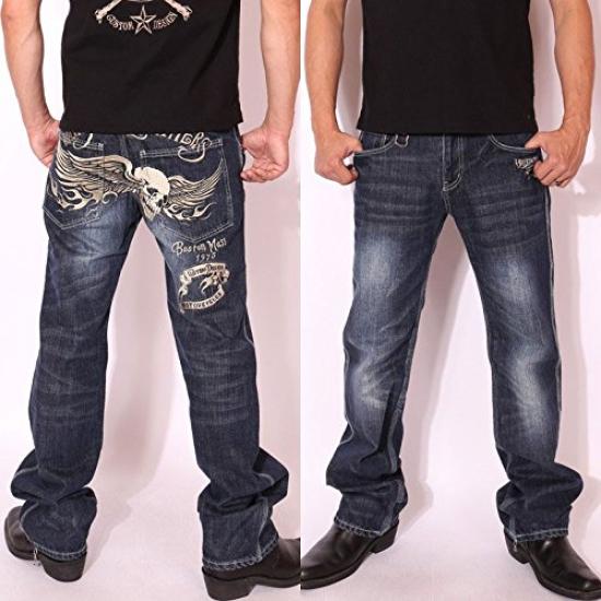 Vanson Skull Wing Distressed Denim Jeans with Embroidery Size 32 SP-B-14 (RCA)