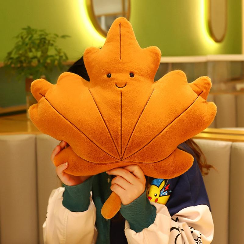 Simulation Leaves Plush Hug Pillow Cartoon Maple Leaves Soft Stuffed Plant Soft Plushies Kids Toys For Girls Home Decor