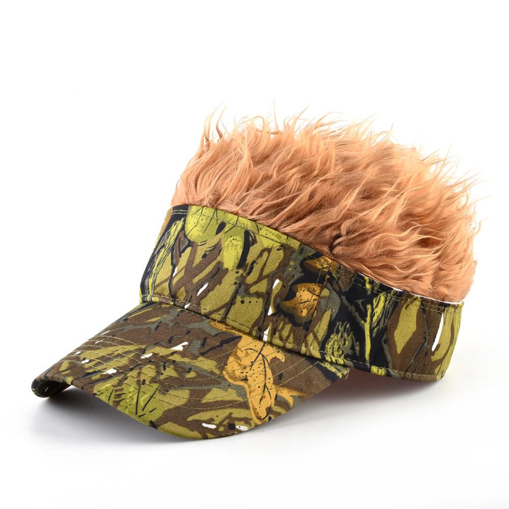 Fashion Baseball Cap With Fake Hair Summer Men's Outdoor Camouflage Visor Hat Women Adjustable Sunshade Snapback Wig Top Caps