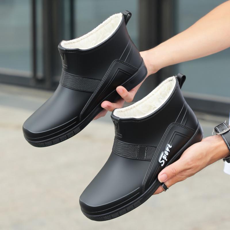 

German rain shoes men s short autumn and winter water shoe cover shoes rain boots women s non-slip waterproof car wash shoes men 44
